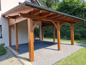 Wiata przyścienna 5x5 drewniana, dach jednospadowy - Poręba
