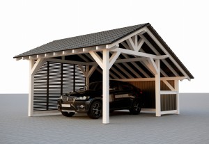 Wiata jednostanowiskowa BALI 5x4 z zabudową ścian, wersja standard