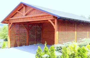 Wiata drewniana 7x7, dwustanowiskowa